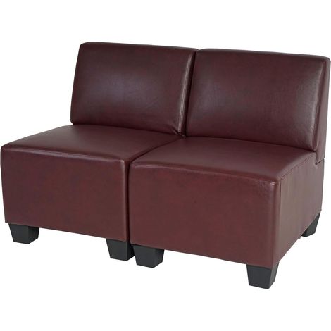 Salotto modulare componibile lounge moderno Lione N71 ecopelle divano 2 posti senza braccioli bordeaux