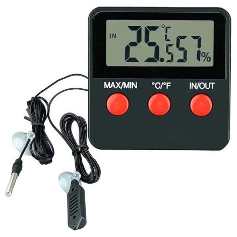 Thermomètre-hygromètre numérique LCD pour reptiles, terrariums, animaux de compagnie, incubateurs et aquariums (pile non incluse) (1/5)