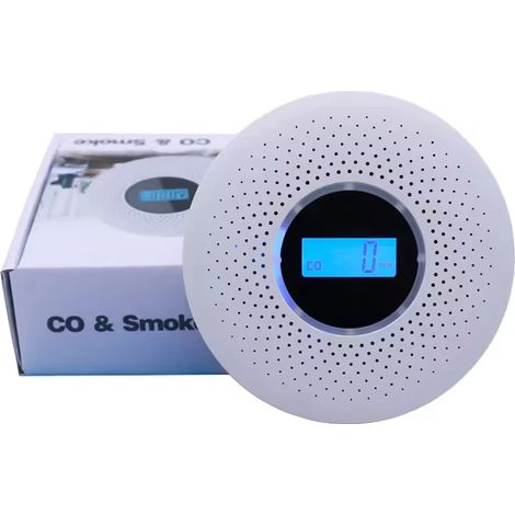 Détecteur de monoxyde de carbone et de fumée 2 en 1, alarme 85 dB haute précision avec affichage numérique LCD, alarme CO sensible pour la sécurité de la maison et de l'hôtel. (1/5)