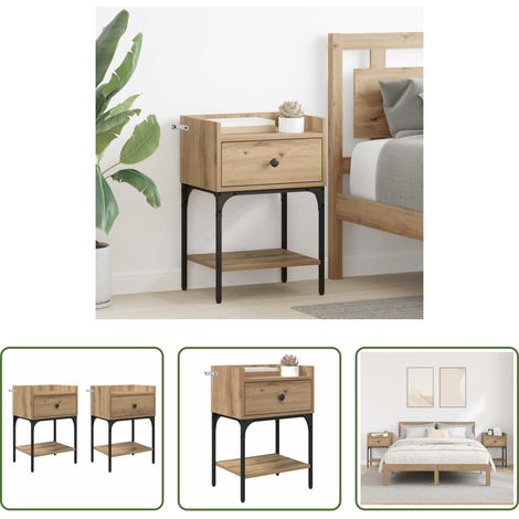 vidaXL Stauraum - Nachttisch 2 pcs Artisan-Eiche 40 x 29 x 60 cm Holzwerkstoff (1/5)