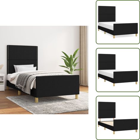 Letto con testiera regolabile - vidaXL Giroletto senza Materasso Nero 80x200 cm Tessuto - Letto con gambe di supporto