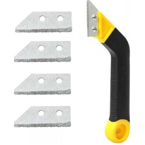 Grattoir de nettoyage polyvalent avec 4 lames de rechange – Outil de calfeutrage et de décapage pour vitres et parois de salle de bain (1/5)