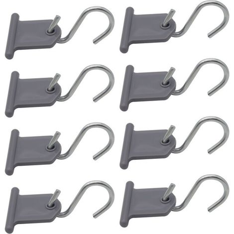 Lntyq Lot de 8 Crochet Auvent Camping Car Accessoires Auvent Crochet en Forme de S Facile a Installer pour Camping Car Caravane Fournitures Intérieures Extérieures Tente de Noël (Gris) (1/4)