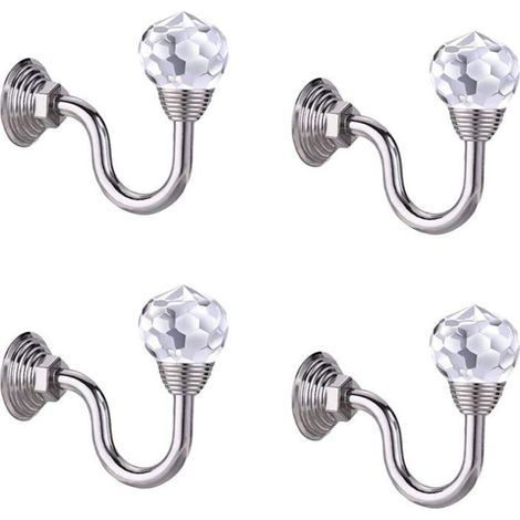 Set of 4 crystal curtain tiebacks with hooks and tassels