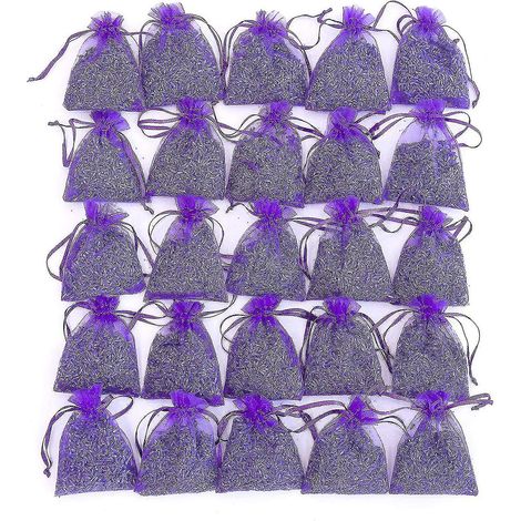Lot de 25 sachets de lavande, fleurs séchées naturelles de lavande (1/4)