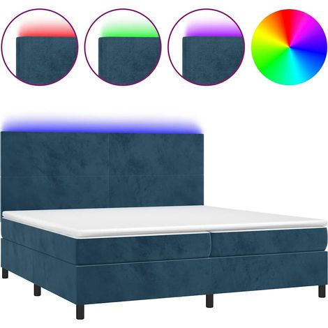 Maison Exclusive - Boxspringbett mit Matratze & LED Dunkelblau 20