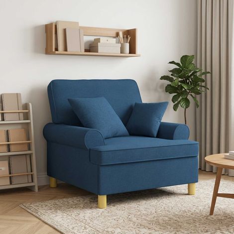 vidaXL Fauteuil XL avec coussins Bleu Tissu (1/5)