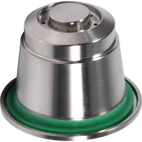 Capsule à café rechargeable et réutilisable en acier inoxydable avec cuillère, compatible avec les machines Nespresso. (1/5)