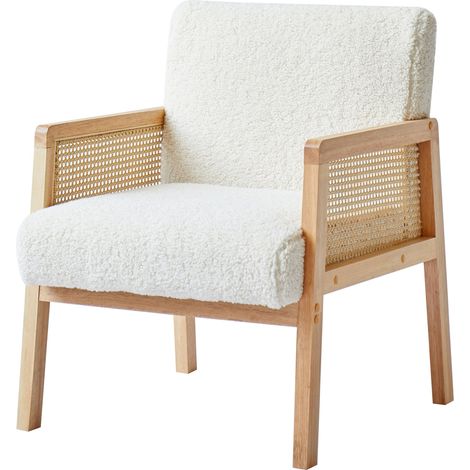 Nordlys - Fauteuil de Salon Scandinave avec Structure Bois et Cannage (1/5)