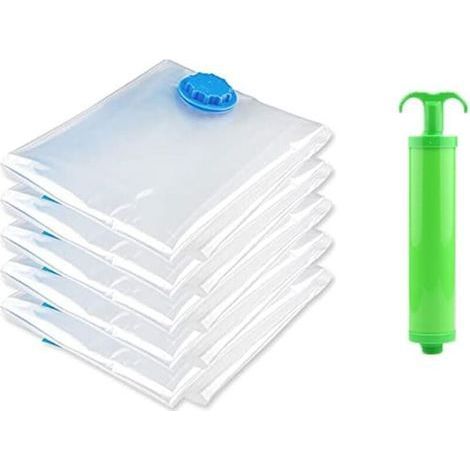 Autres rangements 8PCS Sacs de Rangement sous Vide Housses de Rangement Sous Vide Voyages Réutilisables --Sacs Compression pour Matelas,Vêtements,Couettes,Literie,Oreillers - Transparent- 60X40cm (1/4)