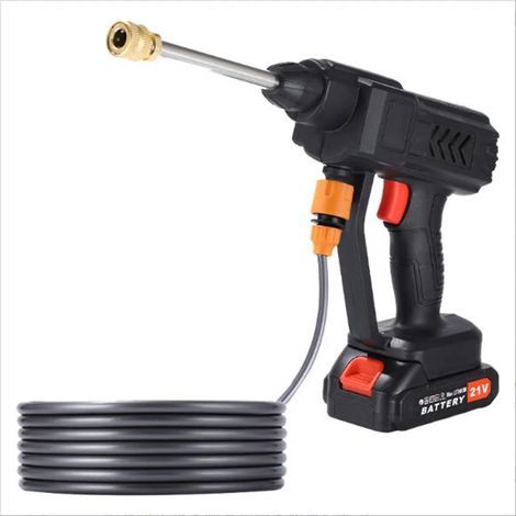 Pistolet Haute Pression Sans Fil 200 Bar 21V avec 2 Batteries, Nettoyeur Mobile pour Voiture, Jardin et Terrasse, Tuyau 5m Inclus