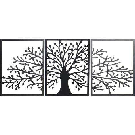 Wanddekoration DKD Home Decor 3 Stück Schwarz Baum Metall (141 x 1,3 x 61 cm) (1/3)