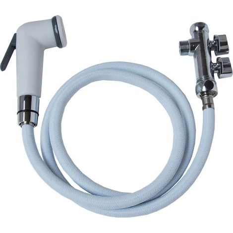 Douchette ABS pour robinet – Flexible nylon 1.5m – Raccord 3 voies 12 x 17/15 x 21 mm – Kit hygiène WC