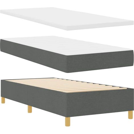 Boxspringbett mit Matratze Dunkelgrau 100 x 200 cm Stoff vidaXL (1/5)