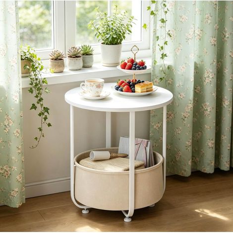 Tavolino rotondo con contenitore in legno e metallo OKMYHOME (1/4)