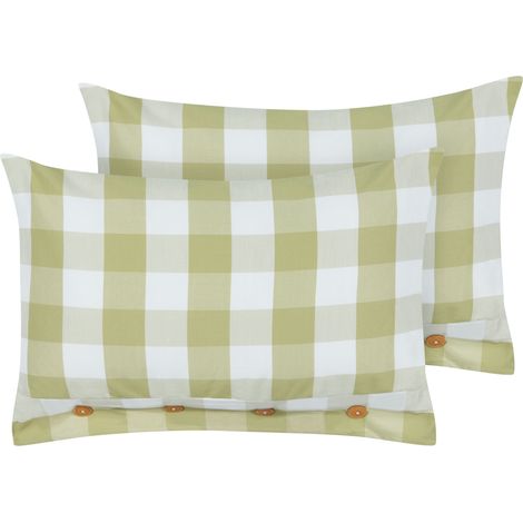 Conjunto de 2 cojines de algodón a cuadros estilo cottage verde 40 x 60 cm Tamnine (1/5)