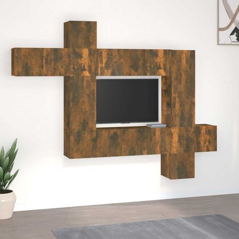 vidaXL Set de muebles de TV 10 pzas madera contrachapada roble ahumado (1/5)
