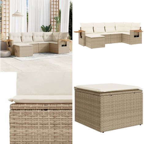 Salon de jardin avec coussins 6 pcs beige résine tressée - Ensemble Salon Jardin - Meuble Extérieur - Résine Tressée - Rotin Synthétique - Mobilier De Jardin - Home & Living (1/5)