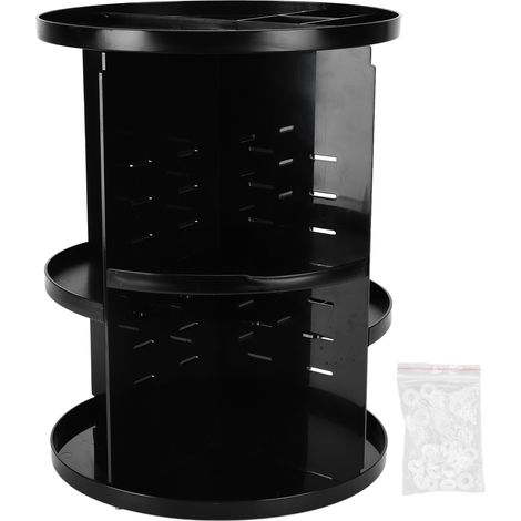 Boîte de Rangement Cosmétique 360° Rotative, Organisateur de Maquillage en Acrylique Grande Capacité, Étagère de Bureau Noire