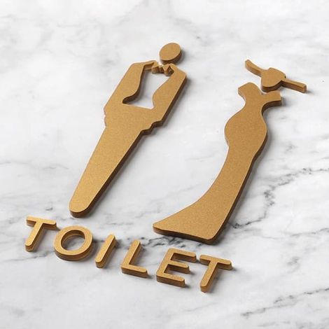 Panneau WC autocollant 20 x 12 cm - Or