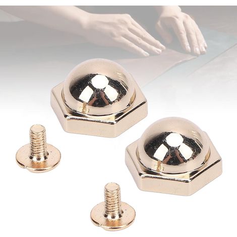 50 rivets hexadécimaux set, rivets en arrière à vis solides à tête ronde étouffe en cuir métal metal à crampons vis à vis en cuir attaches de ceinture sacs chaussures vêtements 15 (Or léger) (1/5)