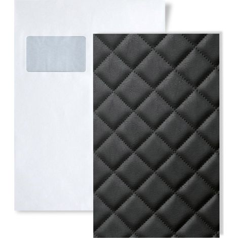 1 SAMPLE PIECE S-15029 WallFace ROMBO 40 NERO Leather Collection Sample of wall panel in DIN A5 size (1/2)