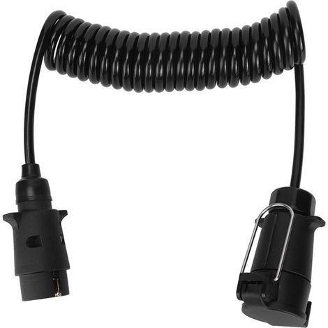 Conector de remolque de 7 pines con cable de extensión con resorte de 250 cm (98,4 pulgadas), adaptador de cableado de 12 V. (1/5)