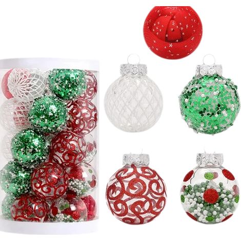 Pisexur Christmas Balls Ornaments for Xmas Tree, 25PCS Plastic Shatterproof Christmas Ornaments Ball Christmas Tree Decorations Colored and Glitter Christmas Party Decoration (1/5)