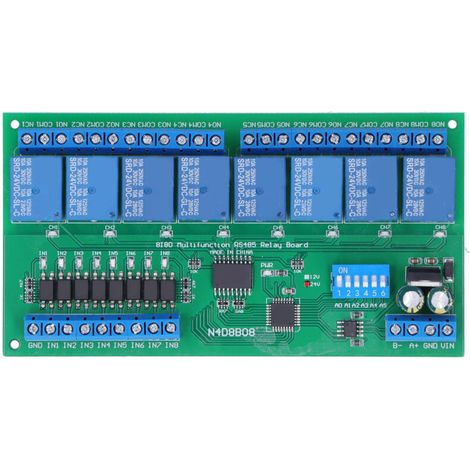 Carte d'extension PLC 8 entrées 8 sorties avec boîtier rail DIN, interface RS485, alimentation 24V N4D8B08