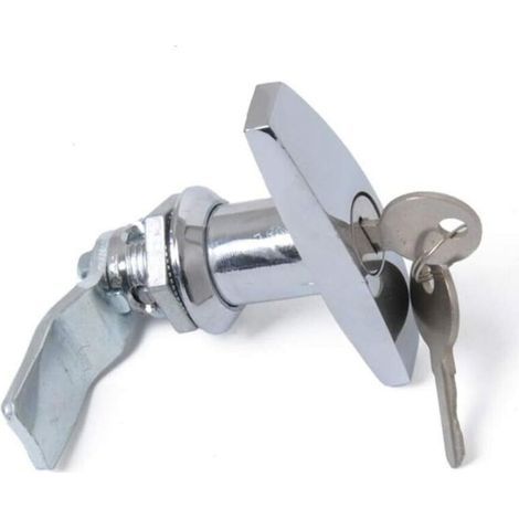 T-Handle Lock with Key, Aluminum Alloy Trailer Door Latch, T-Handle Lock, Universal T-Handle Lock for Trailers and Campers, Silver (1/5)