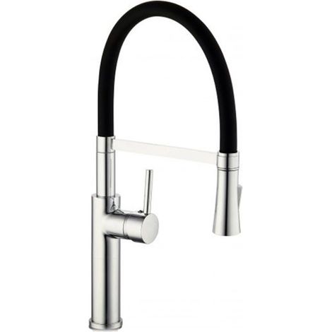 Rubinetto in acciaio con doccetta a canna in silicone alta miscelatore in da cucina 2 modalità di getto (1/5)