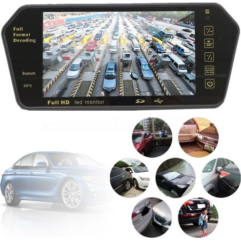 Trade Shop - Rückspiegel-Monitor, 7 Zoll, Bluetooth, USB, SD, TFT, MP5, Autokamera - (1/5)