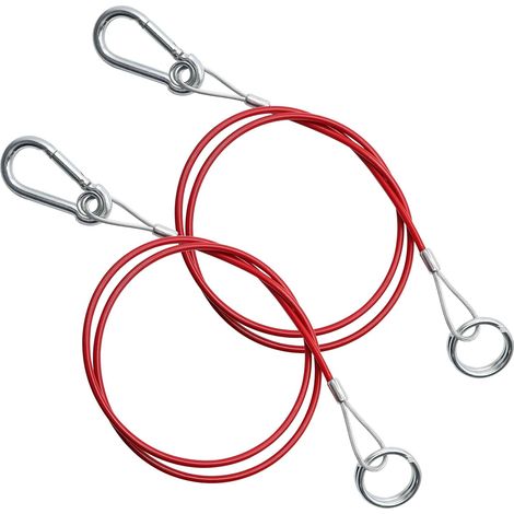 Câble de Sécurité Remorque Mètre Diamètre du mm Câble de Rupture Remorque Rouge Cable de Frein Sécurité Universel avec Mousqueton pour Remorque Caravane Camping (1/5)