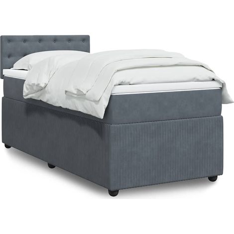 Boxspringbett mit Matratze Dunkelgrau 80x200 cm Samt