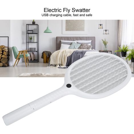 Raqueta eléctrica antimosquitos recargable por USB Toivize con triple rejilla de seguridad para el hogar y el jardín (3000 V)