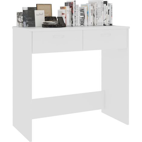 Petite console fixe avec 2 tiroirs blanche 80x40x75 (1/5)