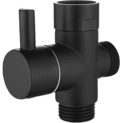 Robinet d'arrêt 3 voies en laiton G 1/2 pour douche et douchette, noir (1/5)