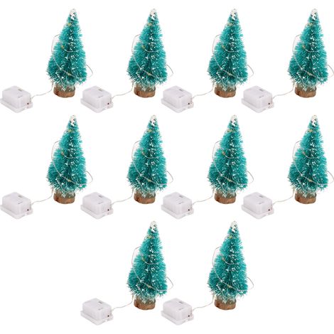10 sapins de Noël miniatures clignotants pour maison de poupée (échelle 1:12) (1/5)
