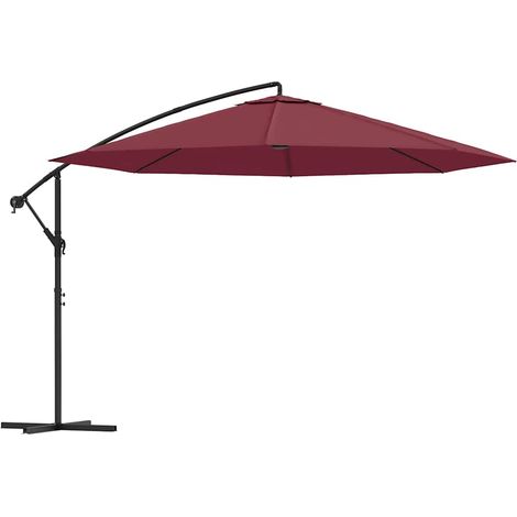 Ombrellone  Parasole a Sbalzo Palo in Alluminio 350 cm Rosso Bordeaux (1/5)