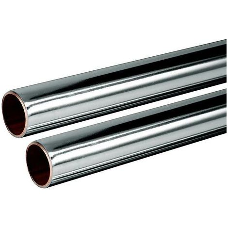 Chrome Plated Copper Tube 15mm 2x 1m Length BS EN1057 R250 British Copper 2.0m
