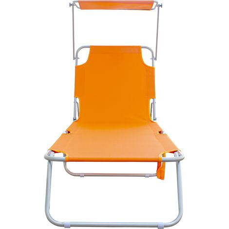 2309P Tumbona plegable con respaldo ajustable y toldo en varios colores a elegir  Color: Naranja