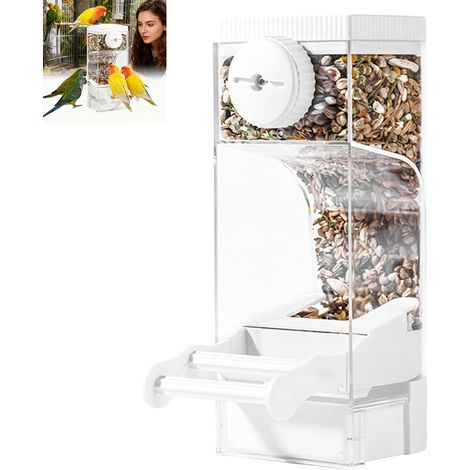 Mangeoire automatique à double support - Mangeoire transparente automatique - Distributeur de nourriture pour volières - Pinsons - Perruches moines - Maison - Jardin - Cour - Parc - Balcon (1/5)