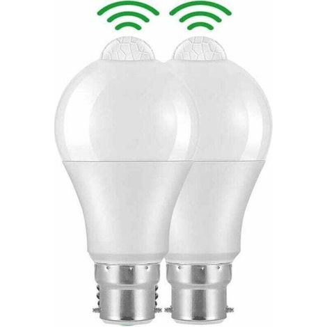 UlisemAmpoule Detecteur de Mouvement B22 Baïonnette LED, 12W, 1020lm, Blanc Froid 6000 K, CIR 85, étanches IP42 à économie d'énergie, non dimmable