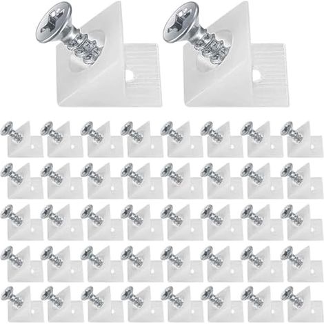 60 Cales En Plastique Pour Tiroirs, Connecteur De Fond De Meuble Avec Vis, Support De Renforcement, Stabilisateur Arrière Pour Réparation D'étagères Affaissées (1/5)