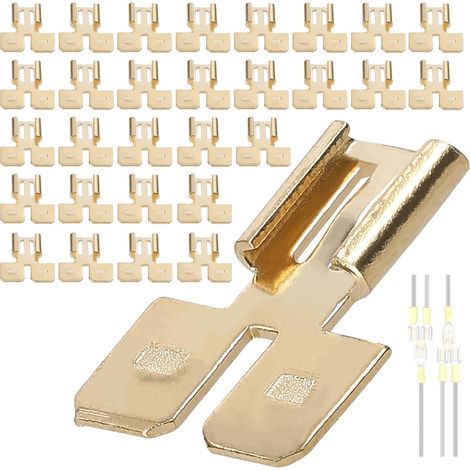 Terminaux de fil d'épissage rapide électrique, connecteurs de bêche à double bêche et adaptateur de borne de chaise à double bêche (30pcs) (1/5)