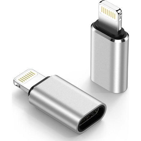 Adaptateur USB C vers Lightning (Lot de 2), Adaptateur Lightning USBC PD Charge Rapide et Transfert de Données, Adaptateur iPhone USB C pour iPhone 14 13 12 11, i Pad, Pas pour écouteurs/Audio/OTG
