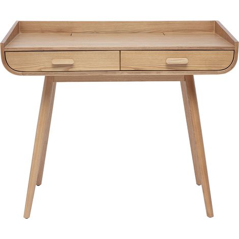 Escritorio nórdico de madera clara con 2 cajones 100 cm HALLEN (1/4)