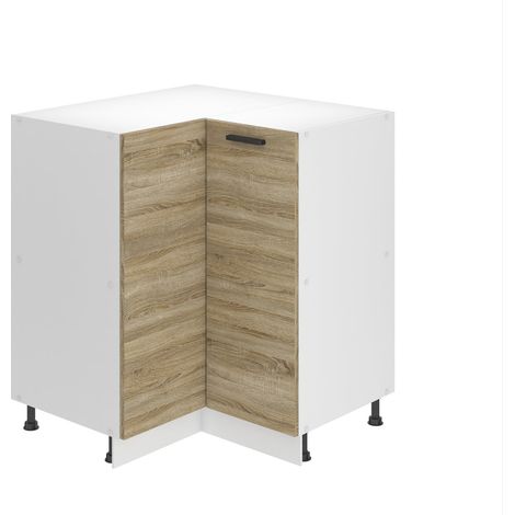 Belini Unterschrank Küche, Küchenunterschrank 90 cm Breite. SNP Küchenunterschrank ohne Arbeitsplatte. Eckschrank Küche mit 1 Tür, Sonoma-Eiche