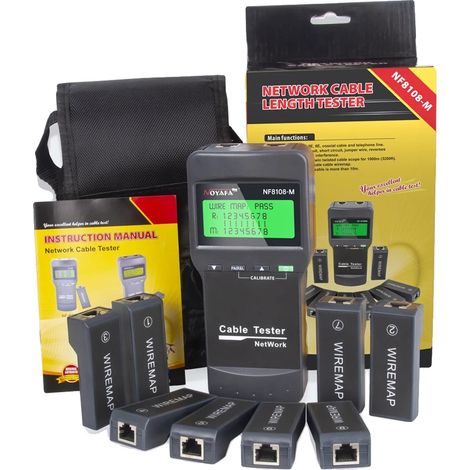 Tester per cavi di rete, misurazione della lunghezza, test di continuità del cavo, NF-8108M (1/2)