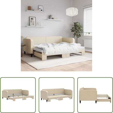 vidaXL Sofa-Bett - Tagesbett Ausziehbar Creme 80x200 cm Stoff (1/5)